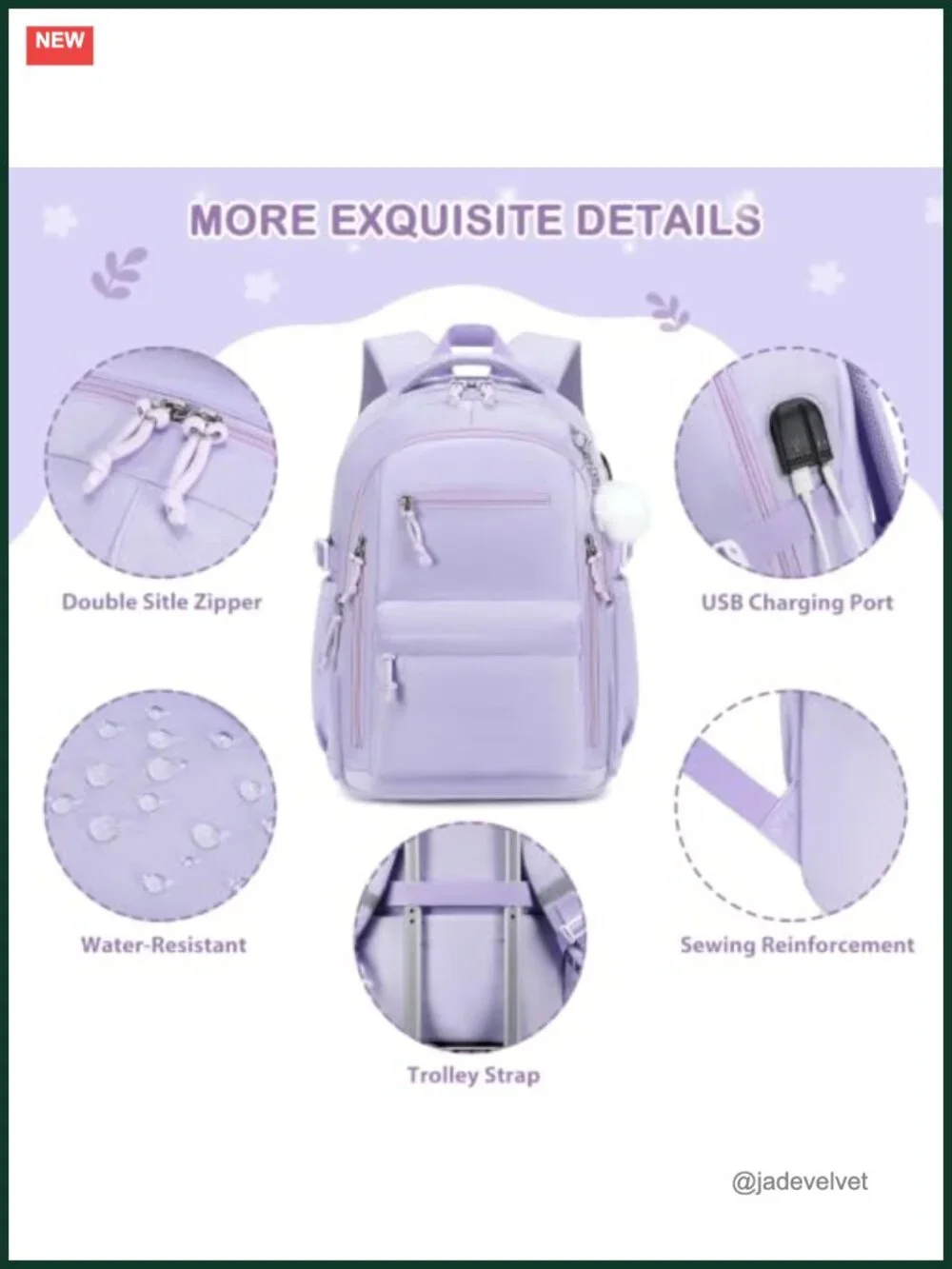 Laptop Backpack Set with Lunch Bag and Pencil Pouch, USB Charging Port, Water